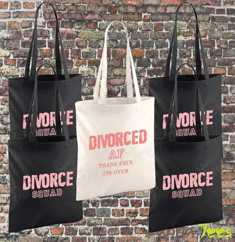 DIVORCED AF & DIVORCE Squad Tote Bags