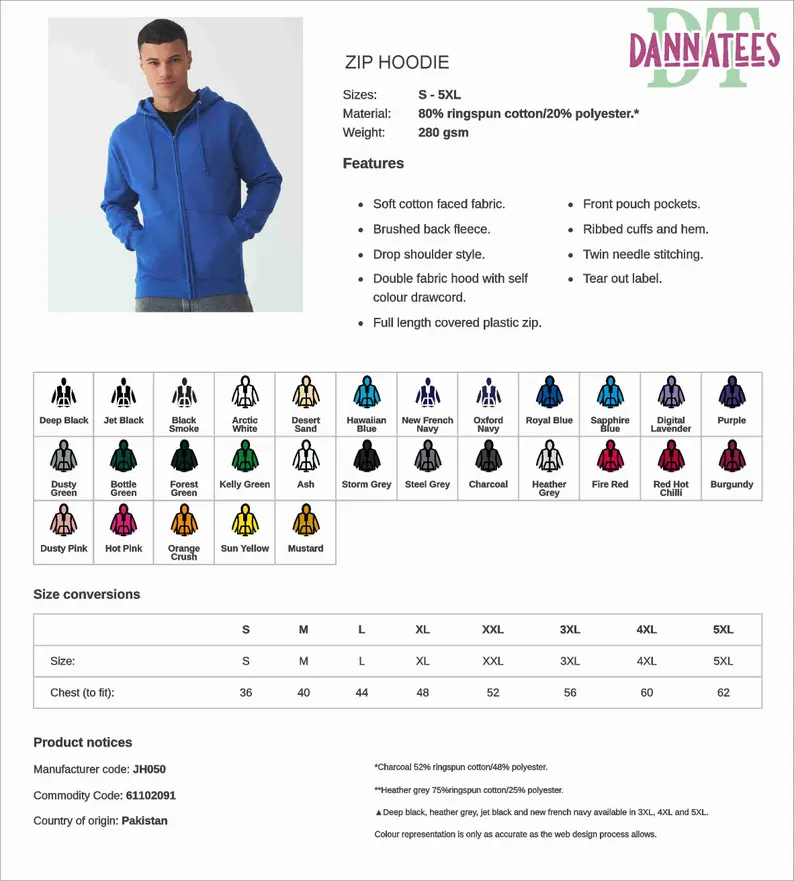 Custom Printed Zip Hoodie