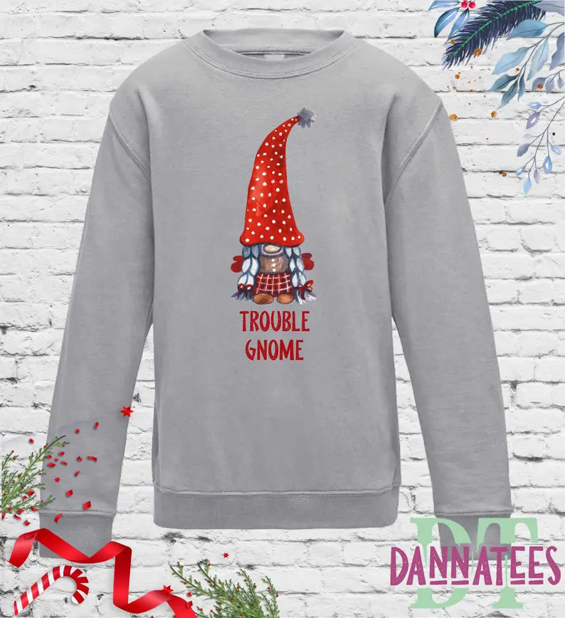 Personalized Christmas Gnome Family Sweatshirt: Matching Holiday Sweaters