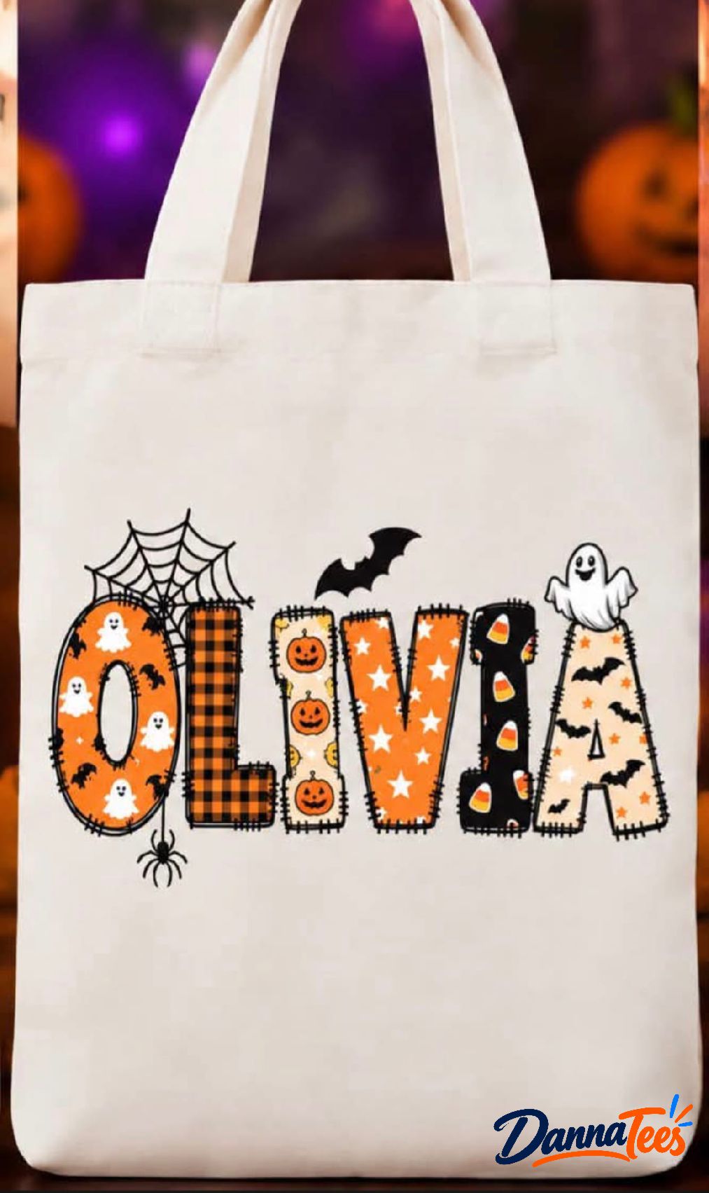 Halloween Personalised Kids Names Cotton Tote Bags 🎃👻