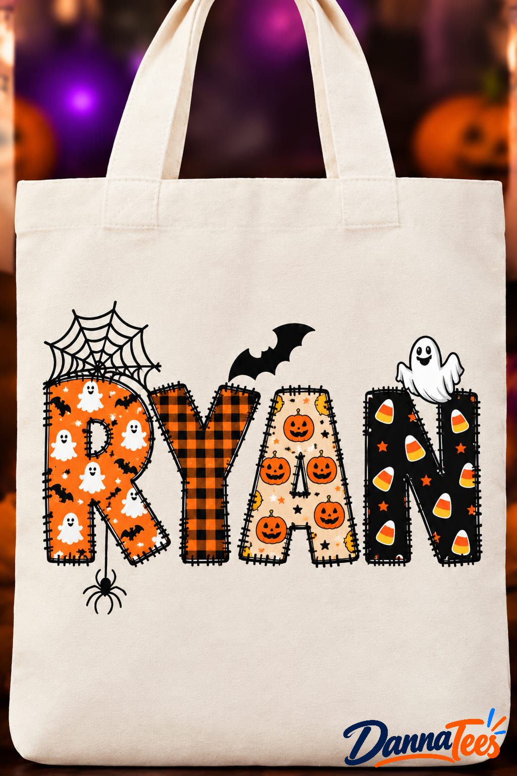 Halloween Personalised Kids Names Cotton Tote Bags 🎃👻
