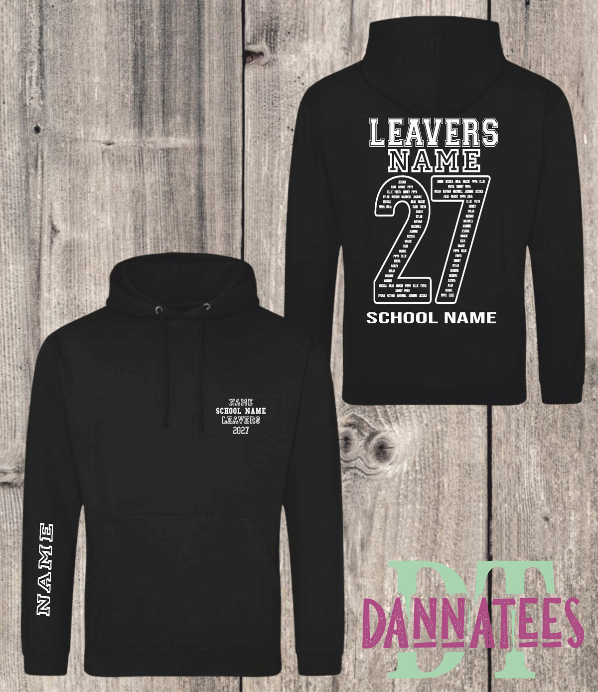 Personalised Leavers 2027 Hoodie Kids Adults School Year 11 Class Names 27