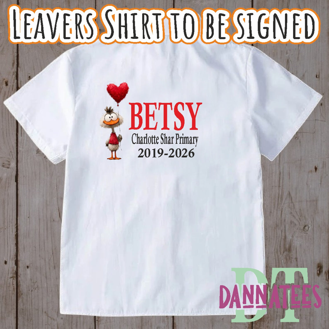 2026 Leavers Shirts to be Signed printed or Glitter sizes from 6 to 16