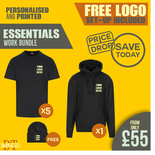 X05 Workwear Package – Custom Printed Hoodie & 5 T-Shirts | Branded Team Uniforms for Businesses & Trades