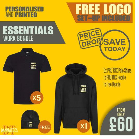 X02 Workwear Package: Custom Printed 1 Hoodie & 5 Polos
