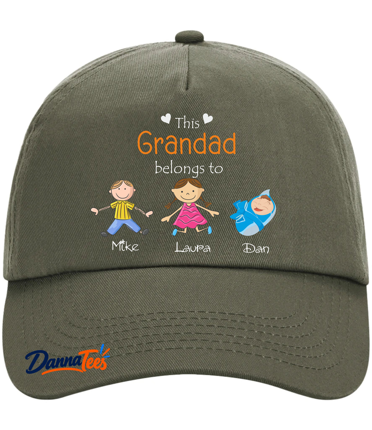 Personalised Grandad / Grandpa / Dad / Daddy / Papa Baseball Cap – Custom Family Names & Characters