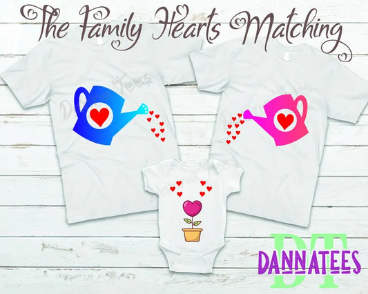 The Family Hearts Matching Set Gift Set Mum and Dad T Shirt & Baby Kids T-Shirt (Items Sold Separately)