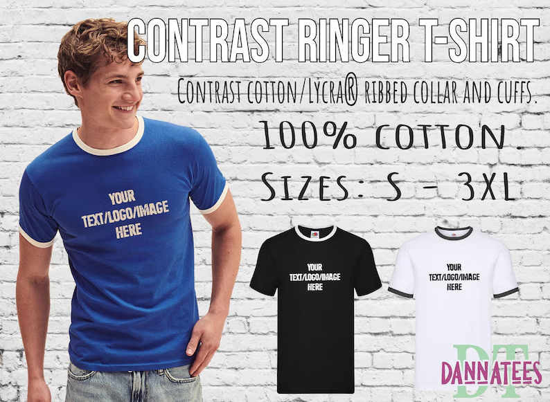 Custom Printed Ringer T-shirt Unisex