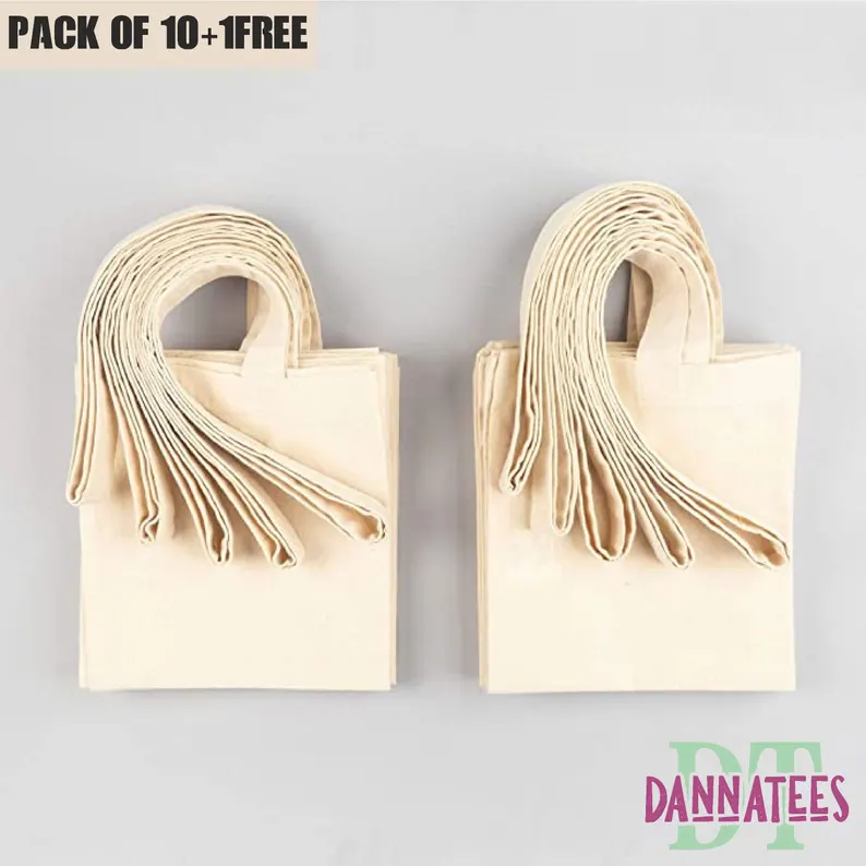 10+1 Free Natural Colour Cotton Eco-Friendly Tote Bag