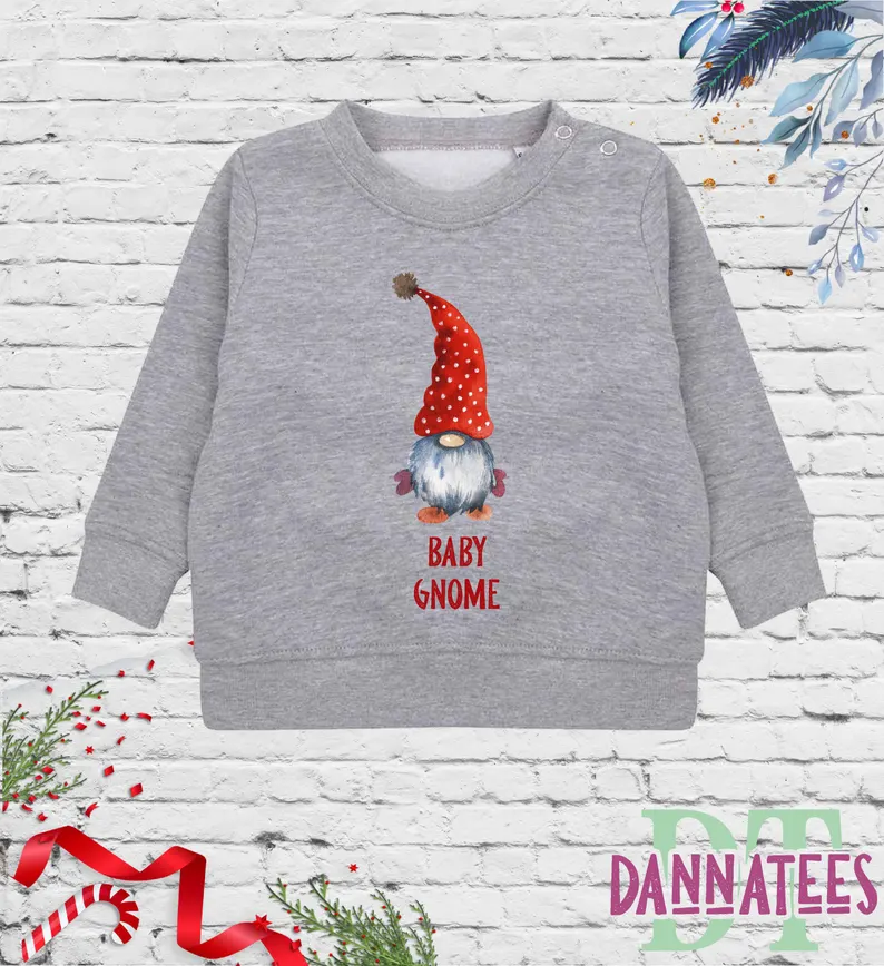 Personalized Christmas Gnome Family Sweatshirt: Matching Holiday Sweaters