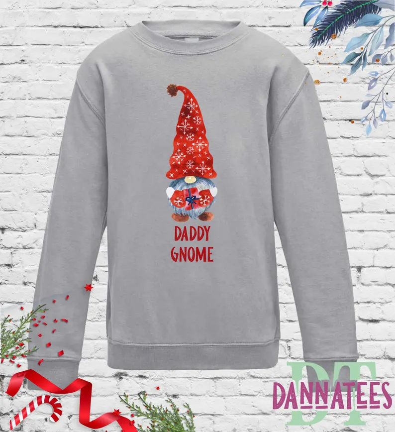 Personalized Christmas Gnome Family Sweatshirt: Matching Holiday Sweaters