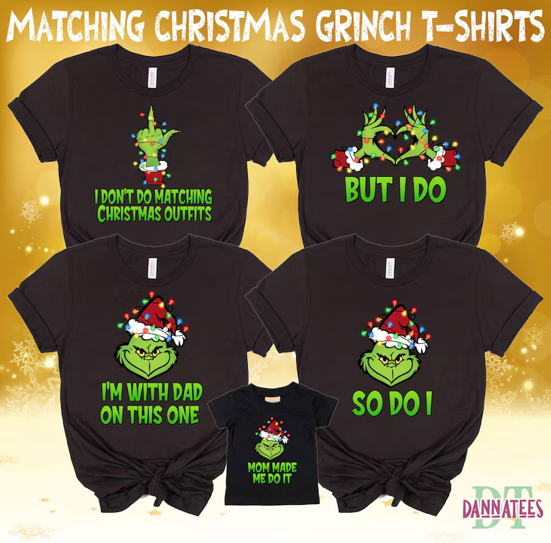 Team Grinch Christmas T-Shirts: Matching Family Outfits