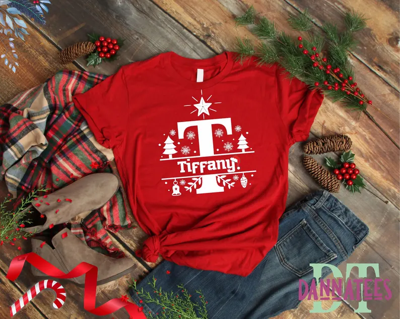 Monogrammed Christmas T-Shirt: Personalized Santa Family Gift