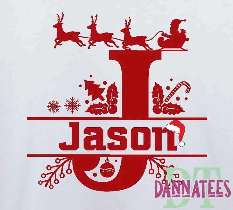 Monogrammed Christmas T-Shirt: Personalized Santa Family Gift