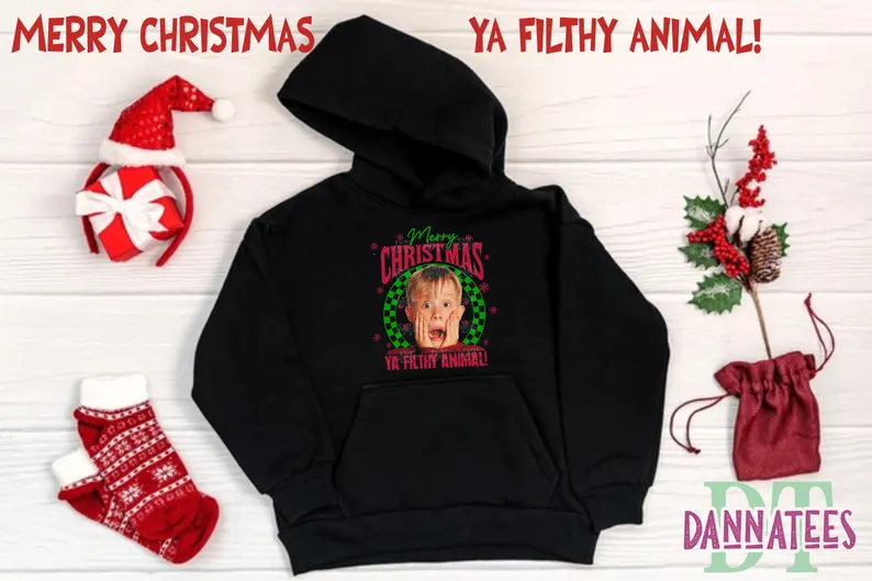 Merry Christmas Ya Filthy Animal Hoodie Kids and Unisex Hoodies from S to Size 7XL