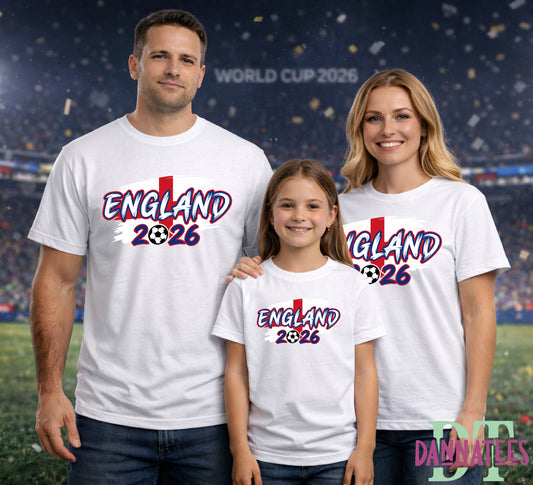 2026 ENGLAND Flag World Cup 26 Adult Kids T-Shirt Football Coming Home Soccer T-shirt